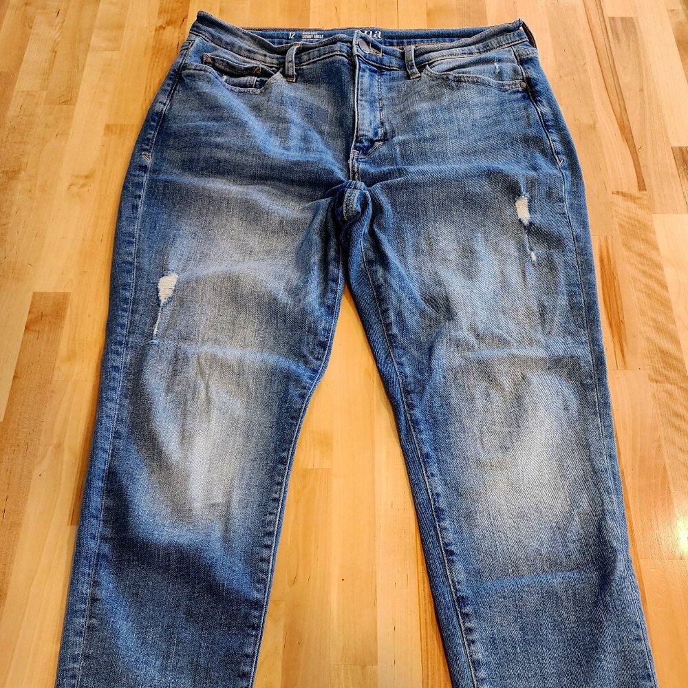a.n.a. Distressed High Rise Skinny Ankle Jeans